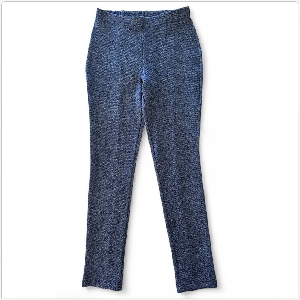 St. John Blue White Marled Wool Blend Knit Skinny Pants Stretch Bodycon New 2